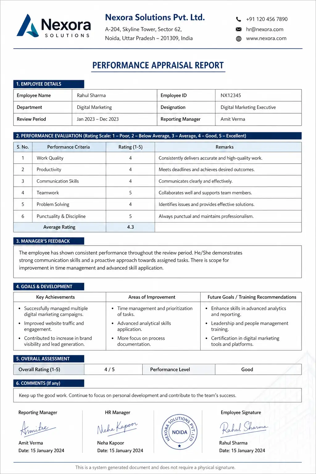 Sample Letter of Recommandation